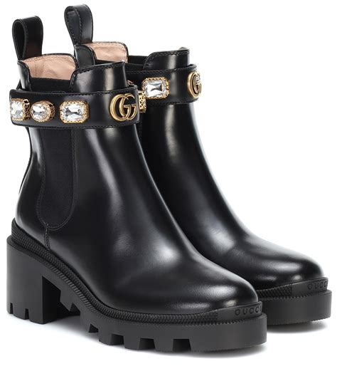 gucci black leather|Gucci black leather ankle boots.